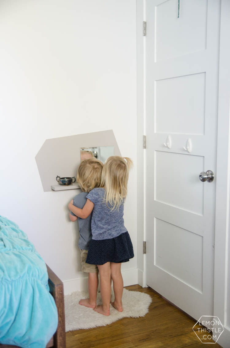 DIY Kids Floating Vanity- this is so perfect to teach kids to get themselves ready!