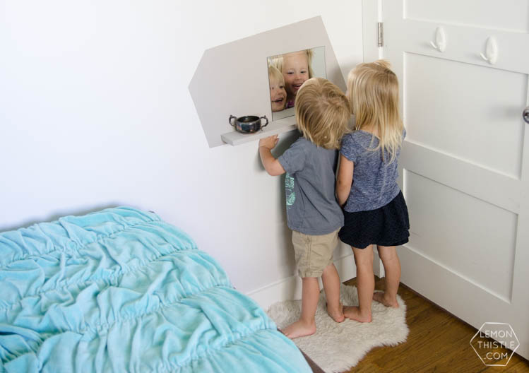 DIY Kids Floating Vanity- this is so perfect to teach kids to get themselves ready!