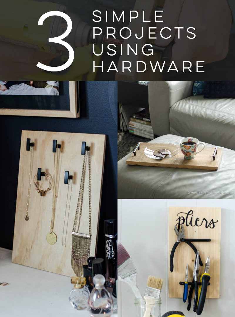 3 Simple Projects using cabinet hardware... love these ideas! 