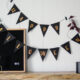 DIY Copper Foiled Halloween Garland - such a cute bunting and love how shiny that handlettered foil is!