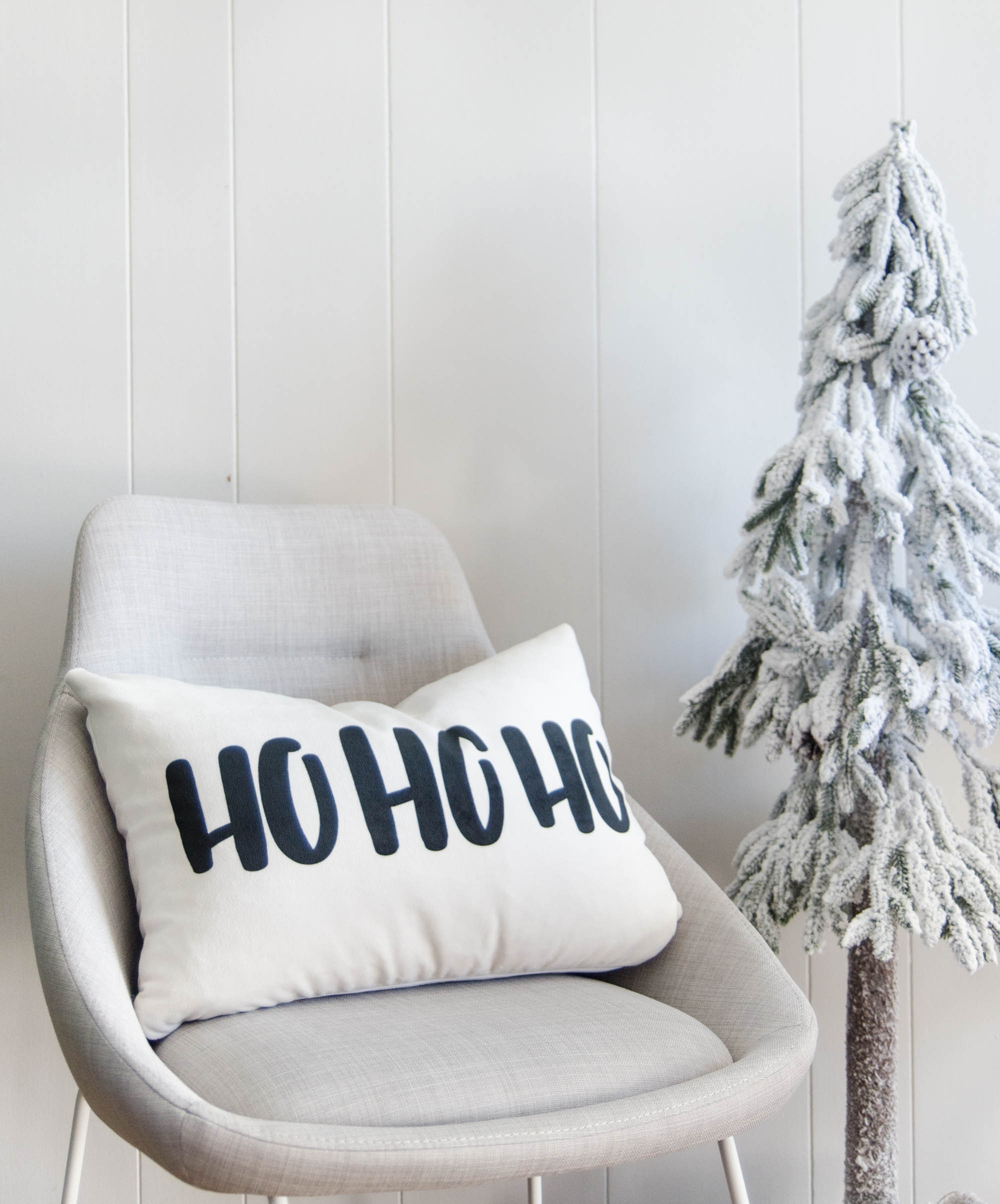 HO HO HO! Modern Hand lettered Holiday Pillow- Velveteen Soft - Lemon Thistle