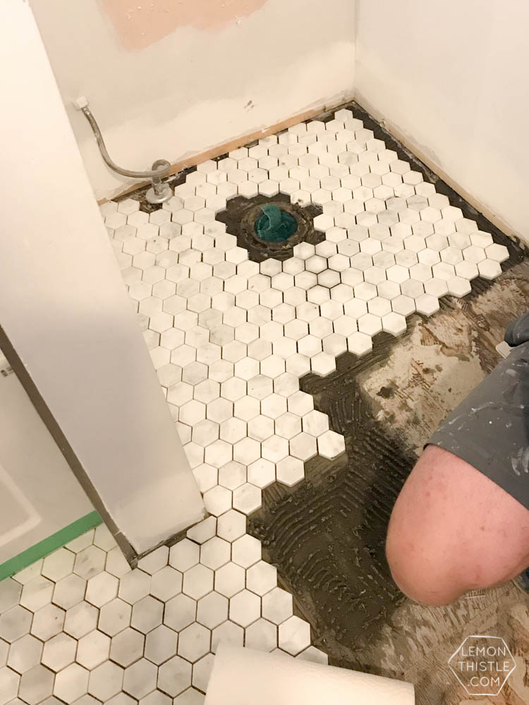 DIY Tiling with Marble- Bathroom One Room Challenge Week 4