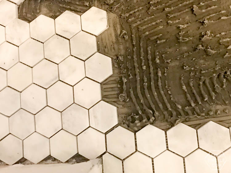 DIY Tiling with Marble- Bathroom One Room Challenge Week 4
