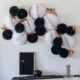 Giant DIY Halloween Party Garland with tissue honeycomb balls and party foil