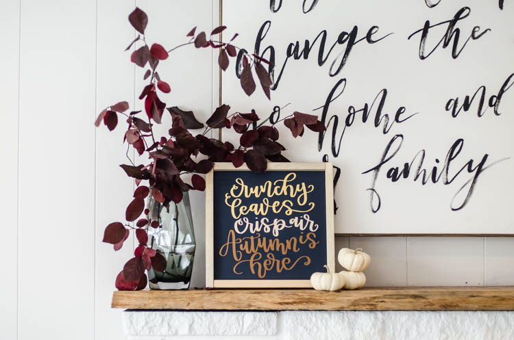 DIY Handlettered Autumn Sign in Matte Foils