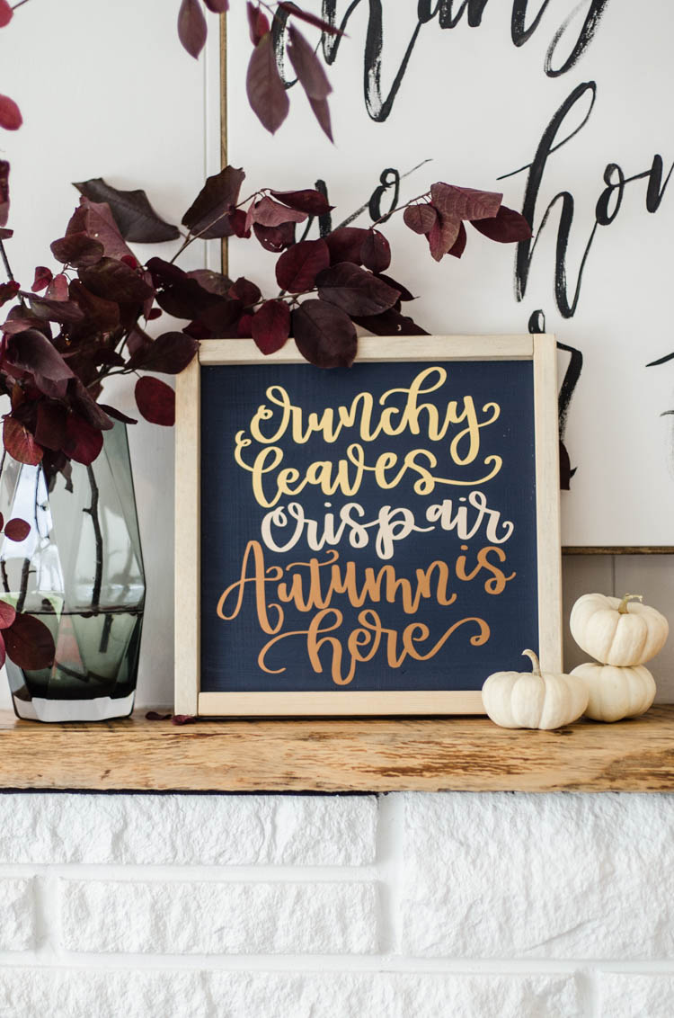 DIY Handlettered Autumn Sign in Matte Foils