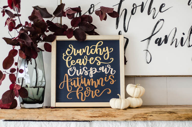 DIY Handlettered Autumn Sign in Matte Foils