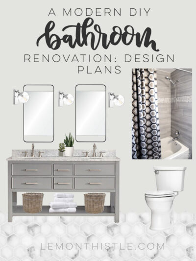 I love this neutral bathroom design plan... classic but modern and full of grey