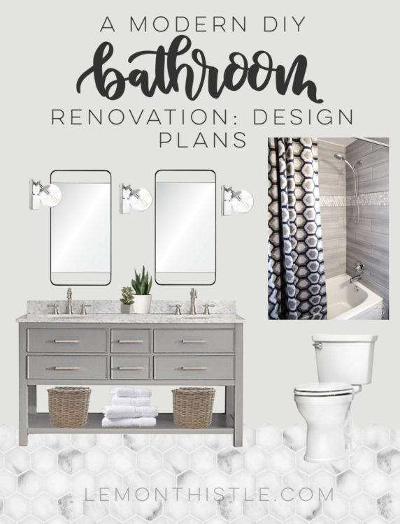 I love this neutral bathroom design plan... classic but modern and full of grey