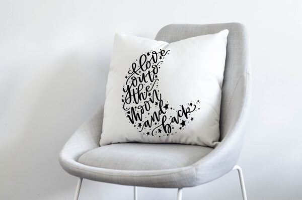 love you to the moon and back hand lettered throw pillow cover- perfect for a nursery