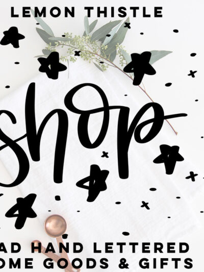 hand lettered home goods and gifts