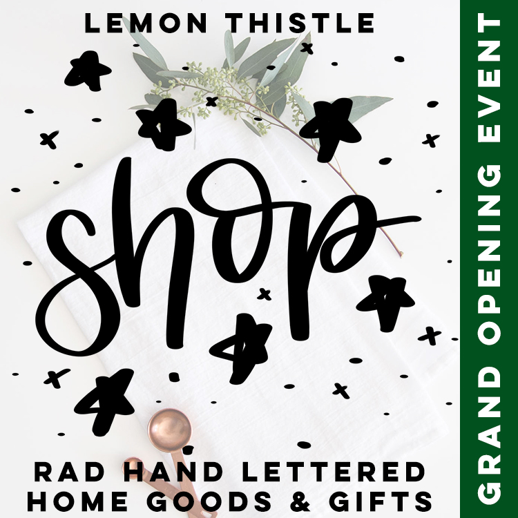 hand lettered home goods and gifts