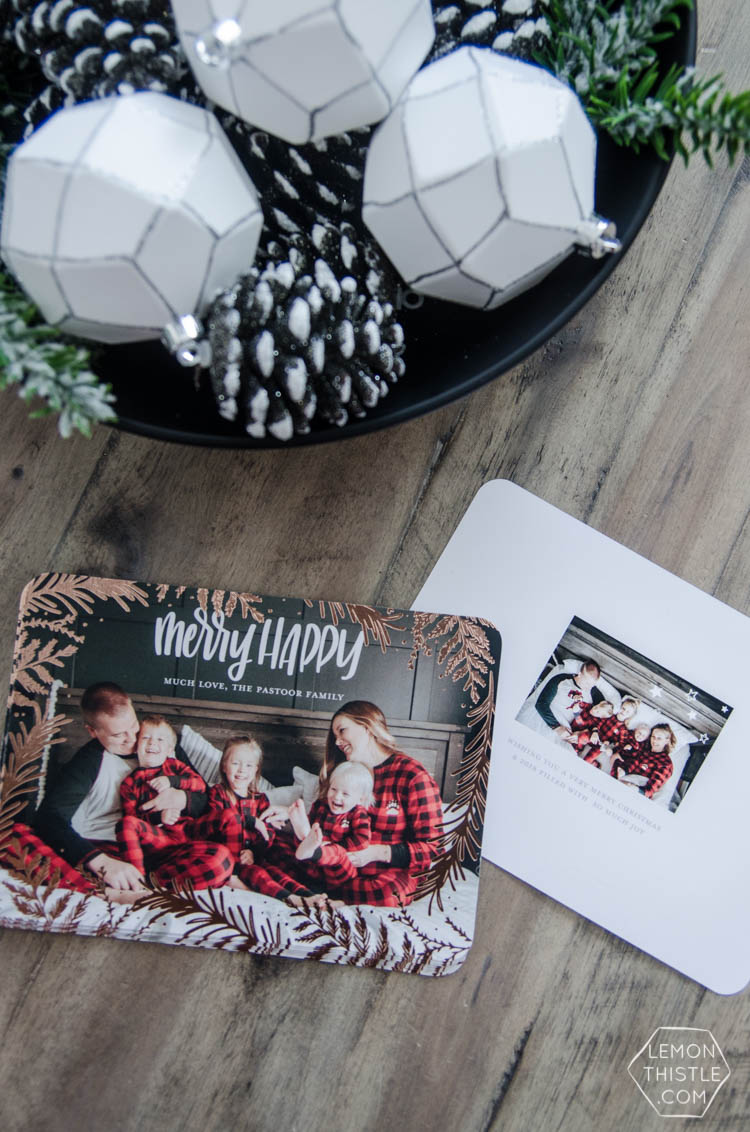 How to add your own (handlettered!) design to photo cards for the holidays- plus free download of my Merry Happy design