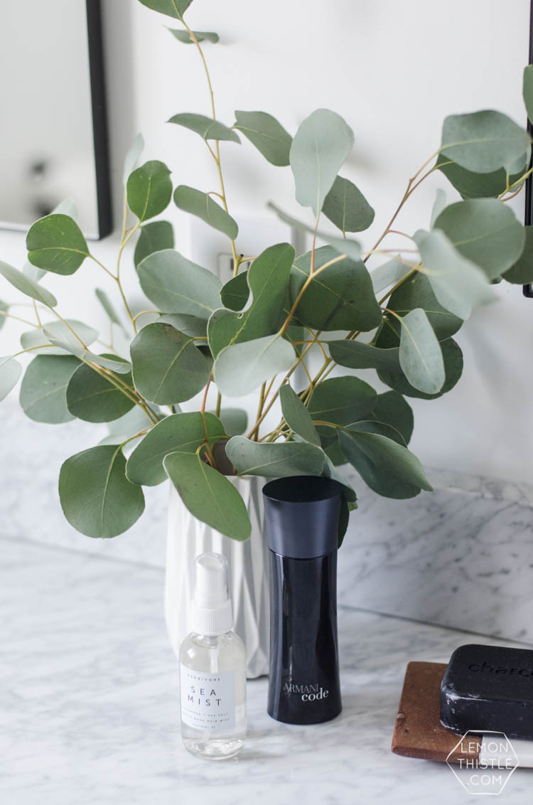 Classic Bathroom Makeover with marble hexagon tile and Modern Details- love the matte black with the chrome!
