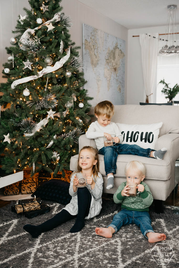 Hello Holiday- Christmas Living room in cozy neutrals & frosted greens