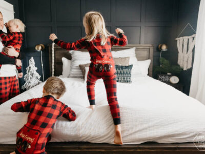 Holiday Master Bedroom- Navy and Textured