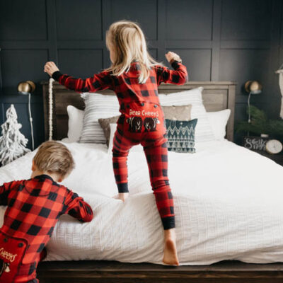Holiday Master Bedroom- Navy and Textured