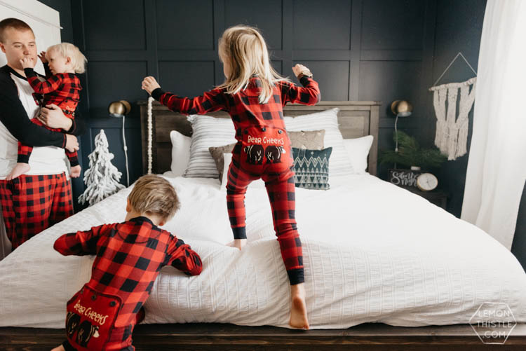 Holiday Master Bedroom- Navy and Textured