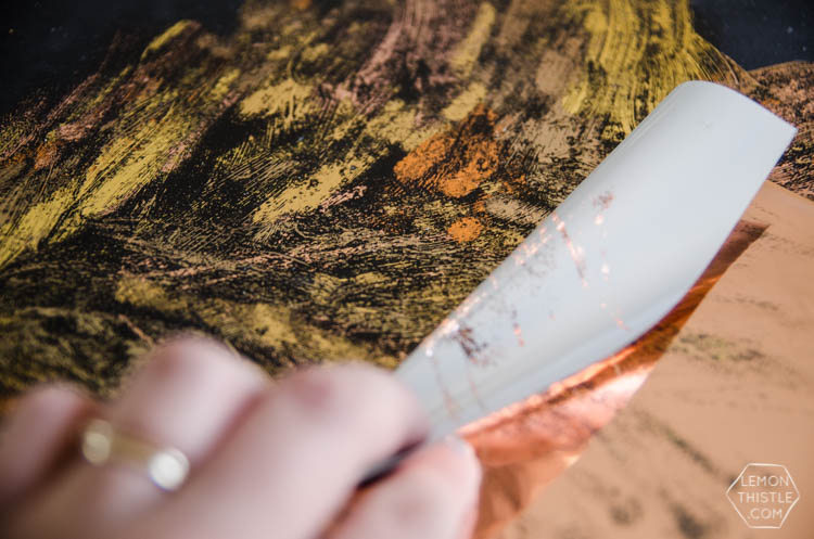 DIY Black and Gold Foil Brush Strokes Gift Tags- I love this foil technique! Perfect for holiday gifts