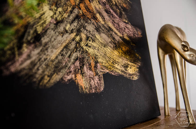 DIY Metallic Foil Brush Strokes Tree Sign... I love how modern this is for a Christmas decoration! Perfect for the mantle