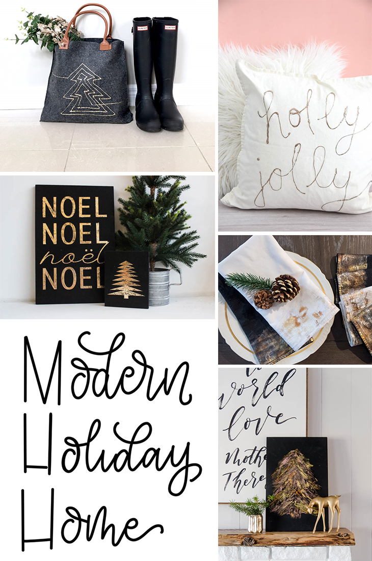 Modern Holiday Home FOIL projects... love this stuff! I can't believe you can put it on fabric too