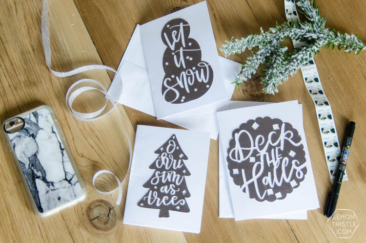 Hand Lettered Holiday Cards- SVG Cut Files available for a limited time in a bundle deal