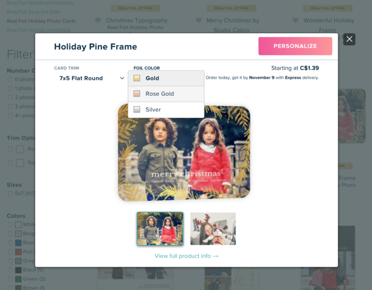 add your own hand lettered overlay to a foiled holiday card