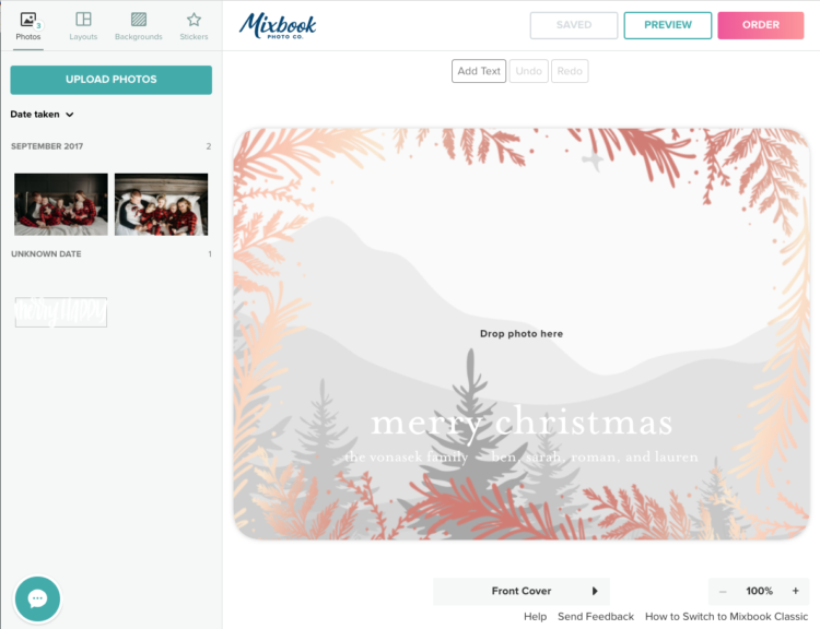 add your own hand lettered overlay to a foiled holiday card