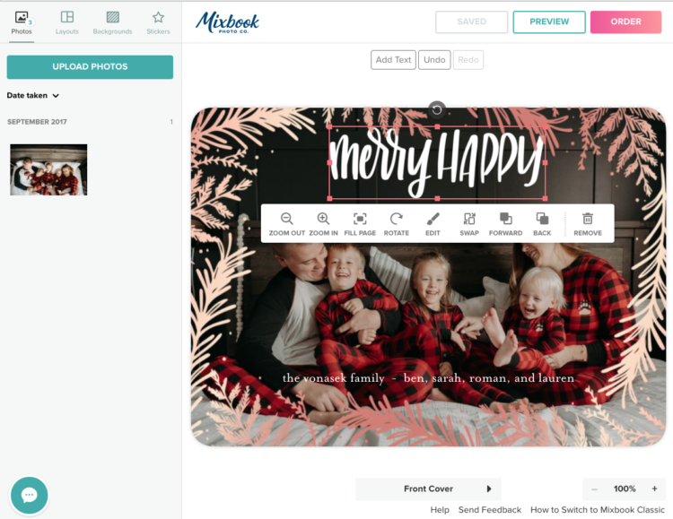 add your own hand lettered overlay to a foiled holiday card