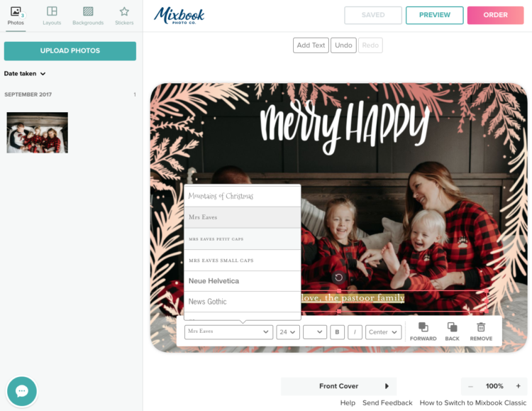 add your own hand lettered overlay to a foiled holiday card
