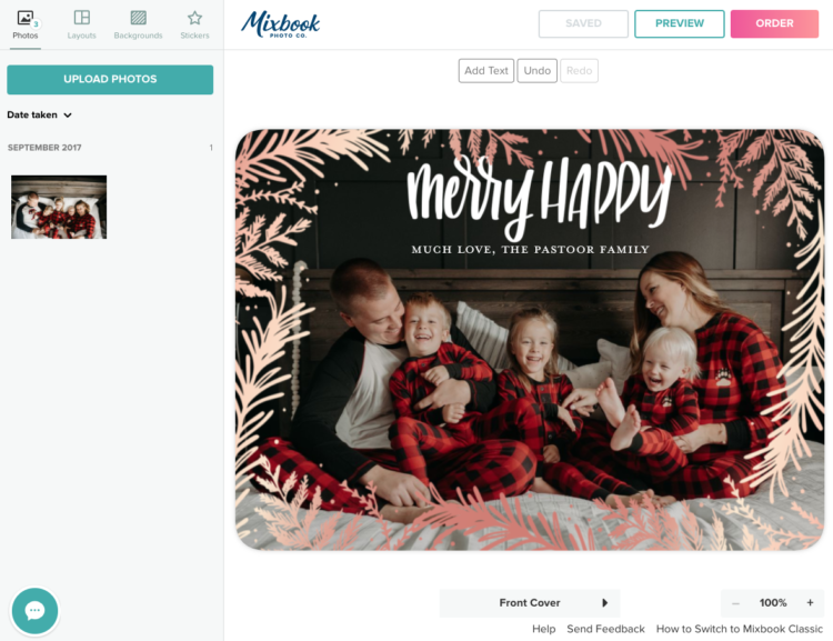 add your own hand lettered overlay to a foiled holiday card