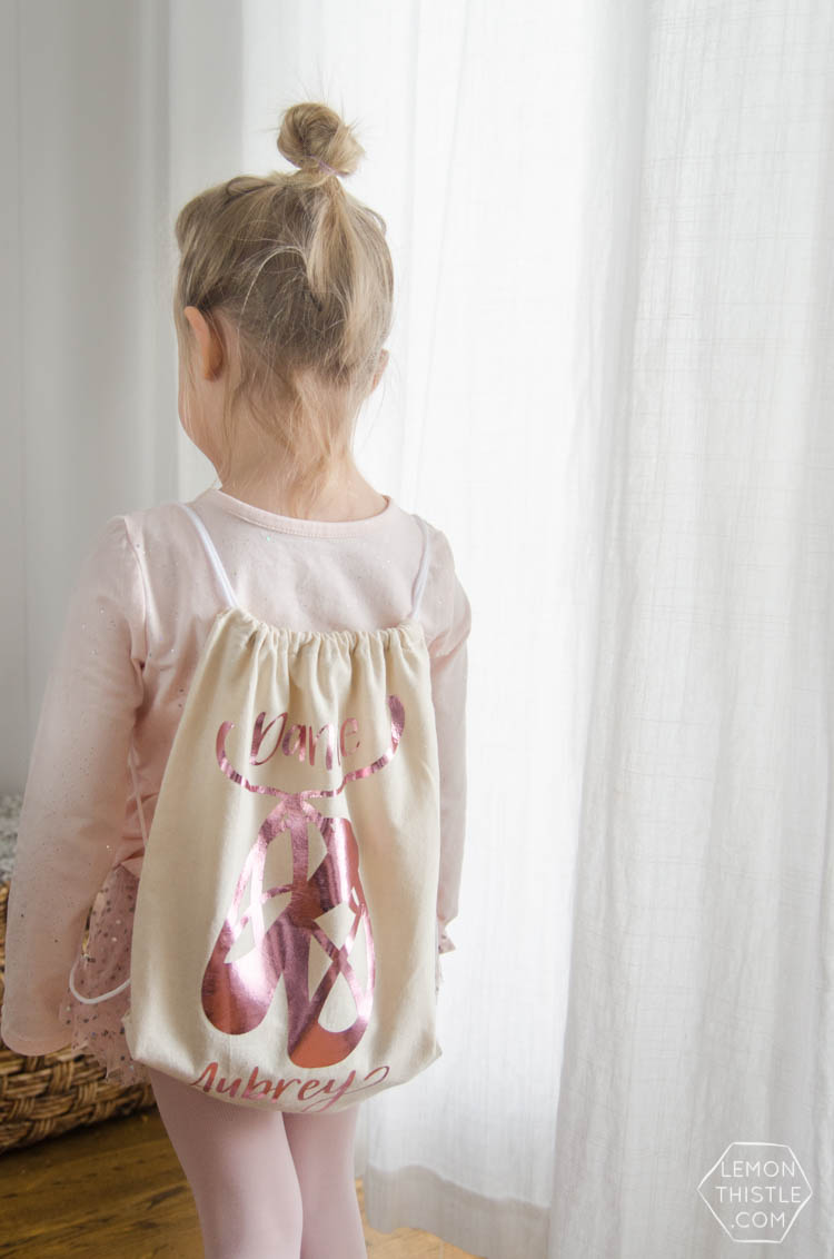 DIY Dance Bag with metallic iron on (free design!)