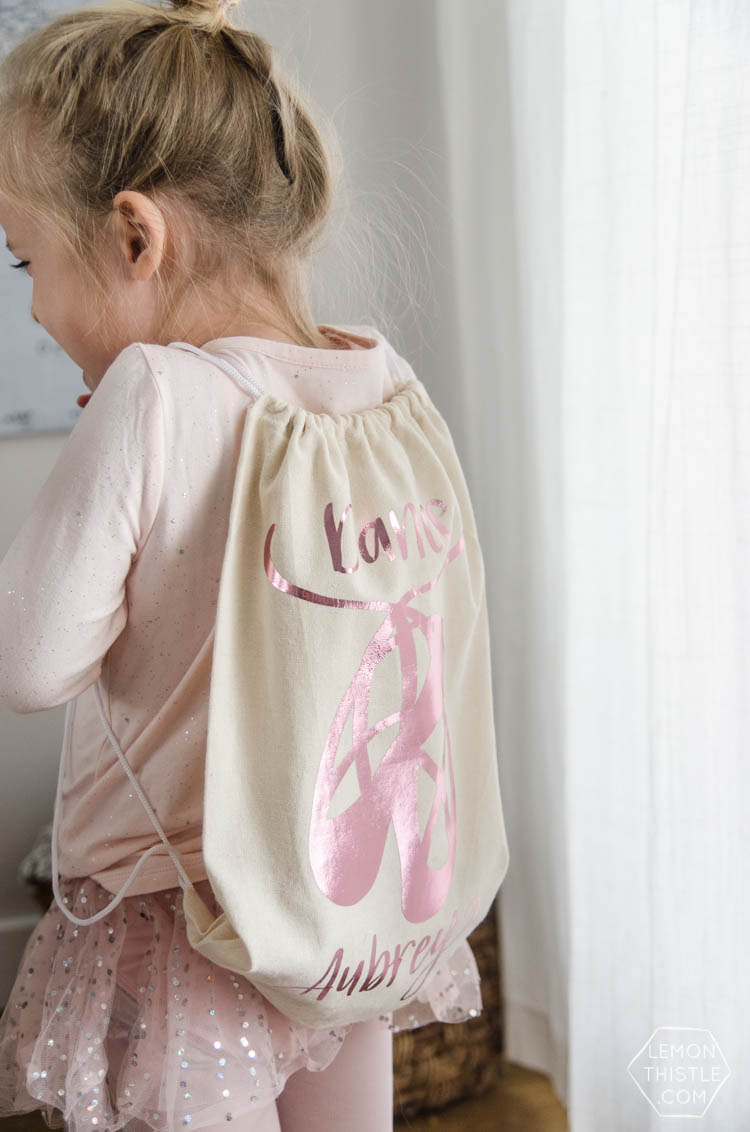 DIY Dance Bag with metallic iron on (free design!)