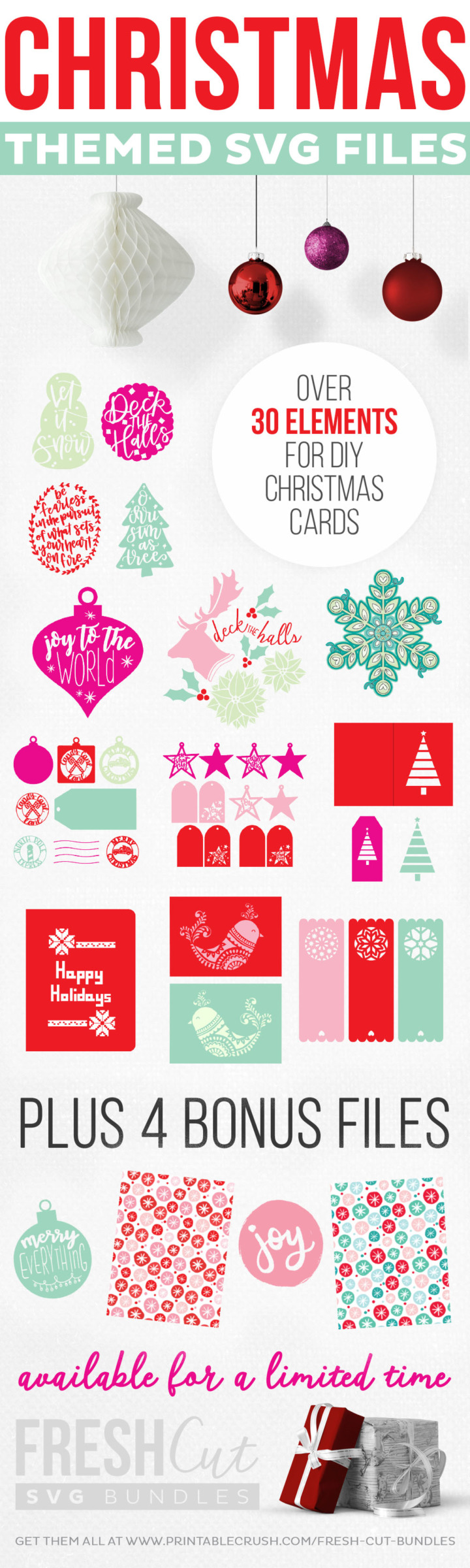 Rad Holiday Cards- SVG Cut Files available for a limited time in a bundle deal