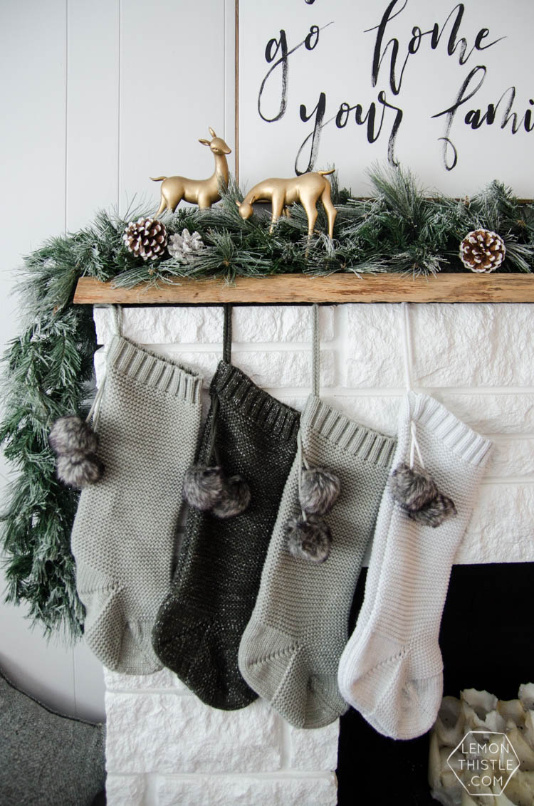 Modern Christmas Decorations- love this Family Friendly Holiday Home tour