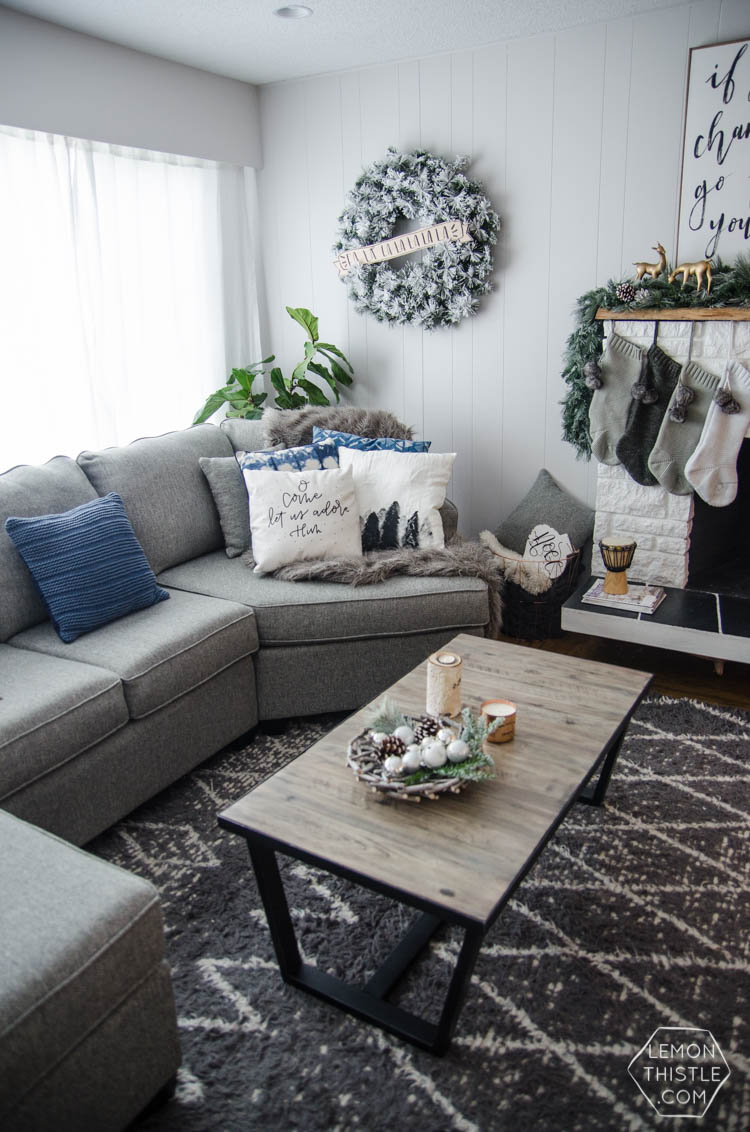 Modern Christmas Decorations- love this Family Friendly Holiday Home tour