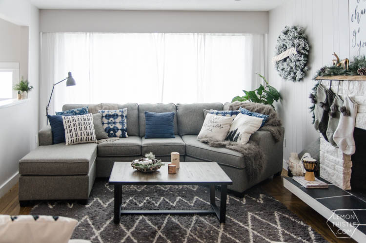 Modern Christmas Decorations- love this Family Friendly Holiday Home tour