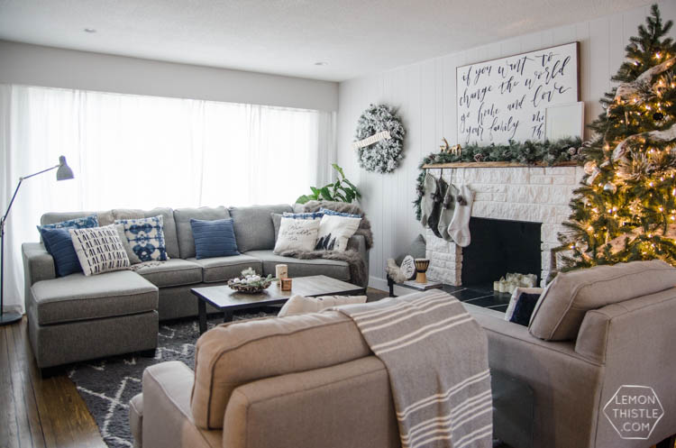 Modern Christmas Decorations- love this Family Friendly Holiday Home tour