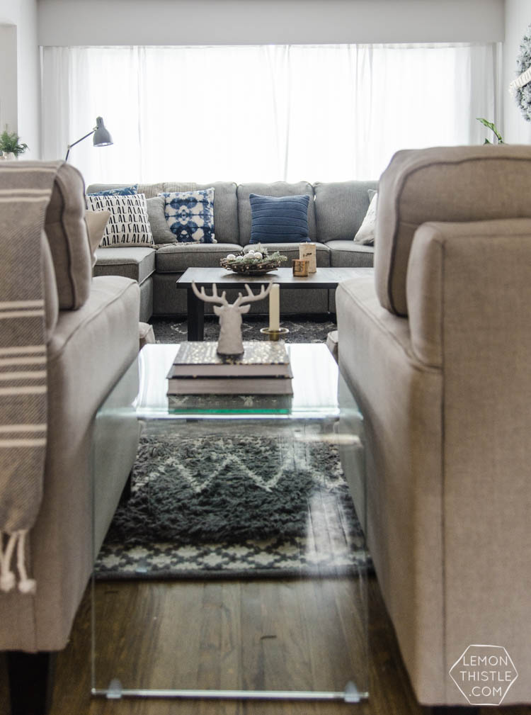 Modern Christmas Decorations- love this Family Friendly Holiday Home tour