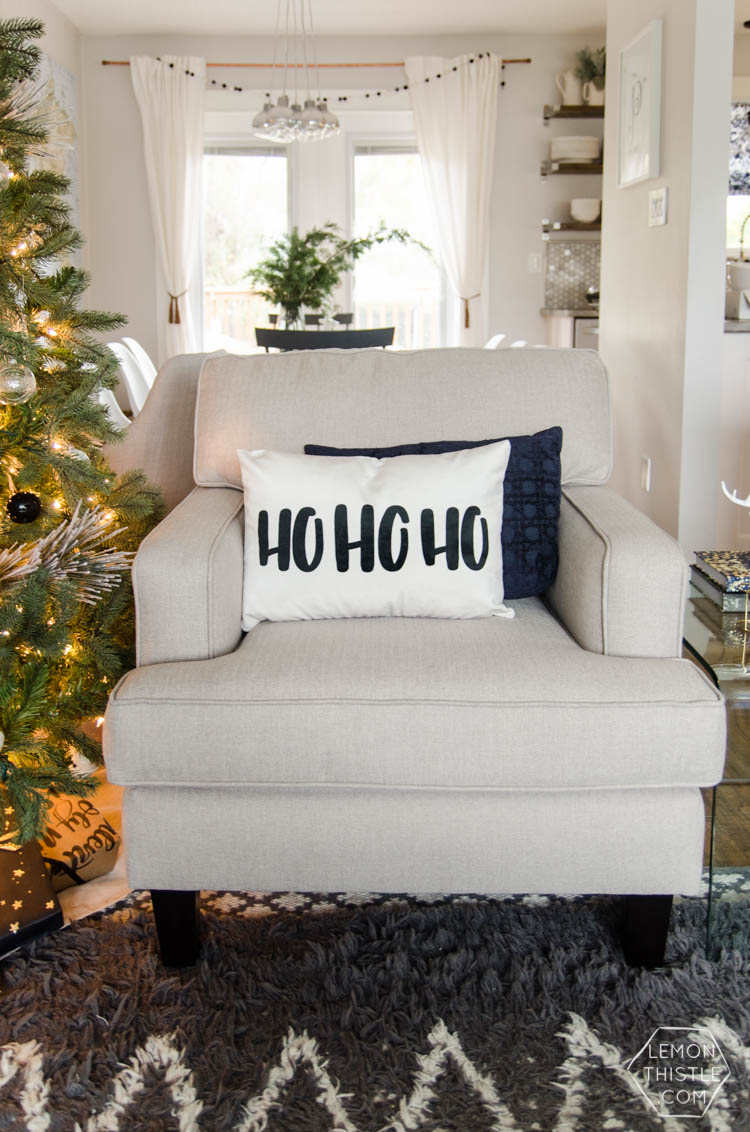 Modern Christmas Decorations- love this Family Friendly Holiday Home tour