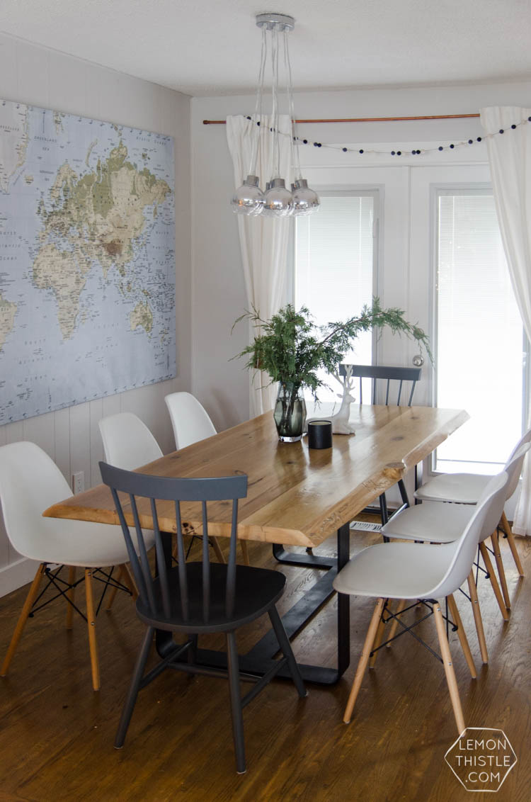 Modern Christmas Decorations- love this Family Friendly Holiday Home tour