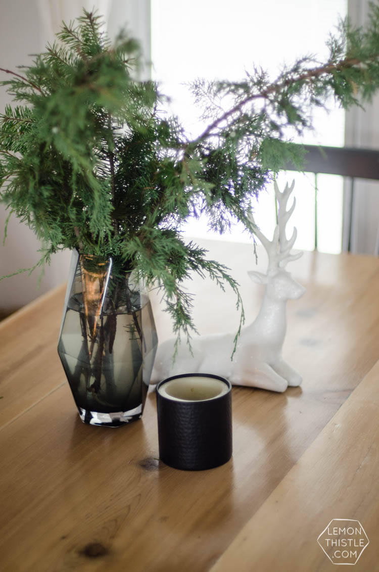 Modern Christmas Decorations- love this Family Friendly Holiday Home tour