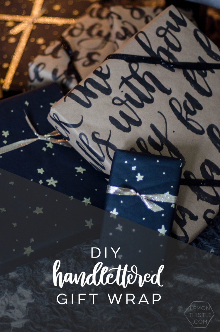 This handlettered Kraft wrapping paper is amazing! Now I want that brush so I can make some to wrap my christmas gifts