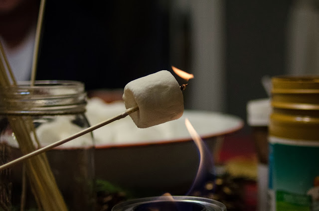 roasting marshmallows indoors for a christmas party