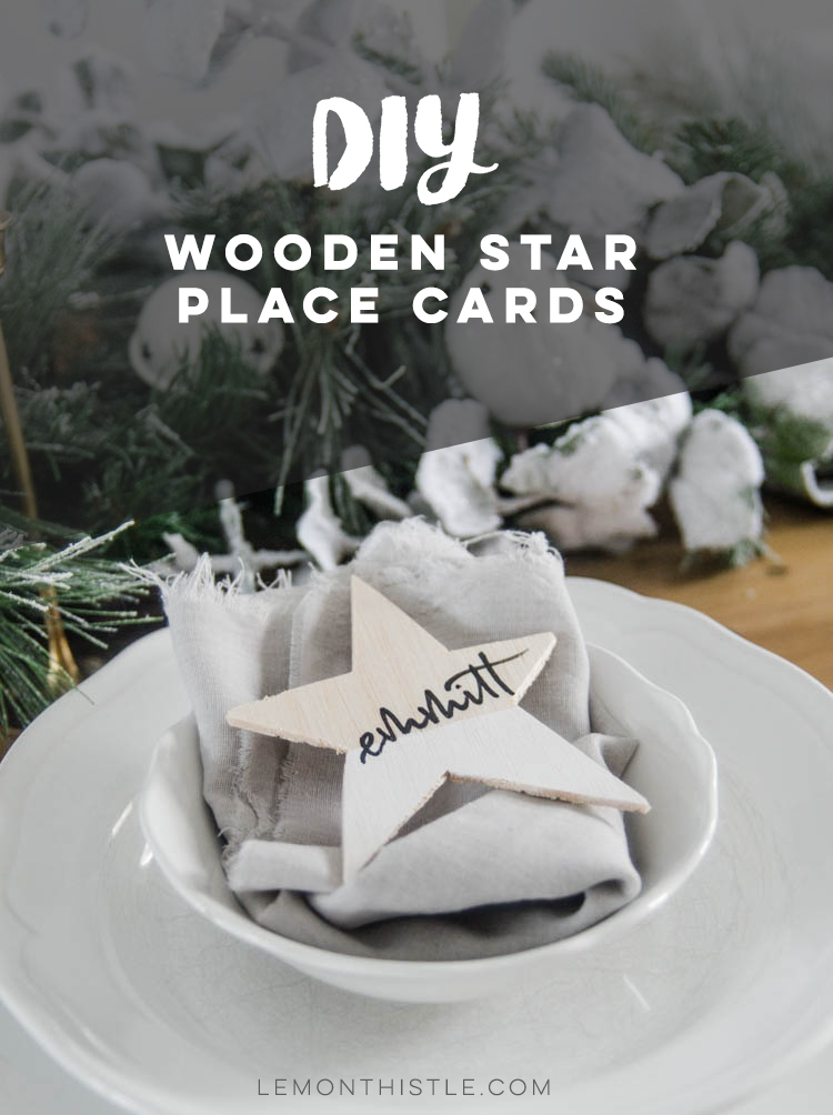 DIY Paint Dipped Wooden Star Place Cards- love that you don't need any tools to cut these wood stars! Such beautiful place settings that can be taken home as gifts after the dinner party