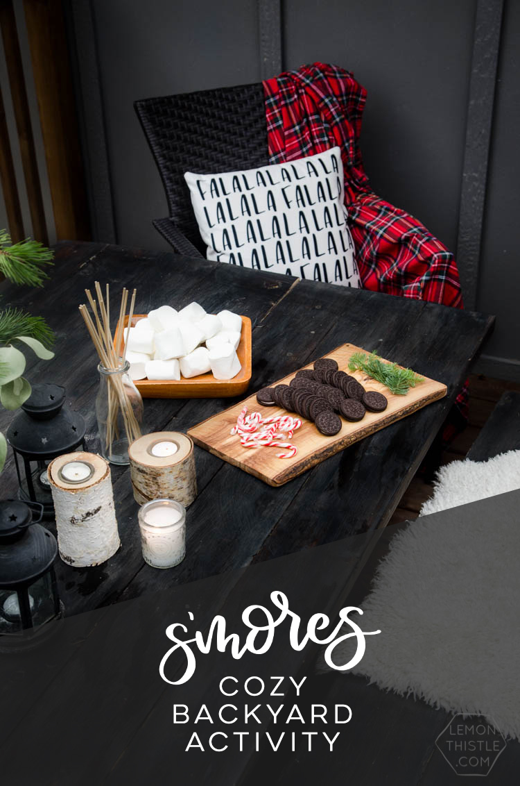 Backyard s'mores activity- perfect for an advent calendar activity- love the idea of doing them over candles too