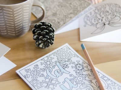 Free Printable Holiday Colouring Cards- l love these designs! Perfect last minute Christmas card or advent activity