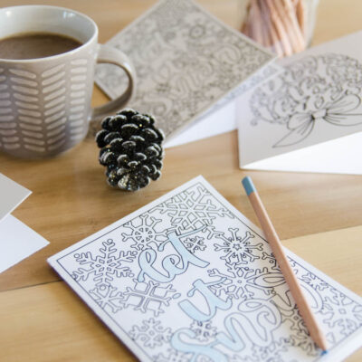 Free Printable Holiday Colouring Cards- l love these designs! Perfect last minute Christmas card or advent activity