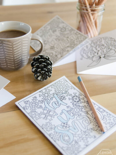 Free Printable Holiday Colouring Cards- l love these designs! Perfect last minute Christmas card or advent activity