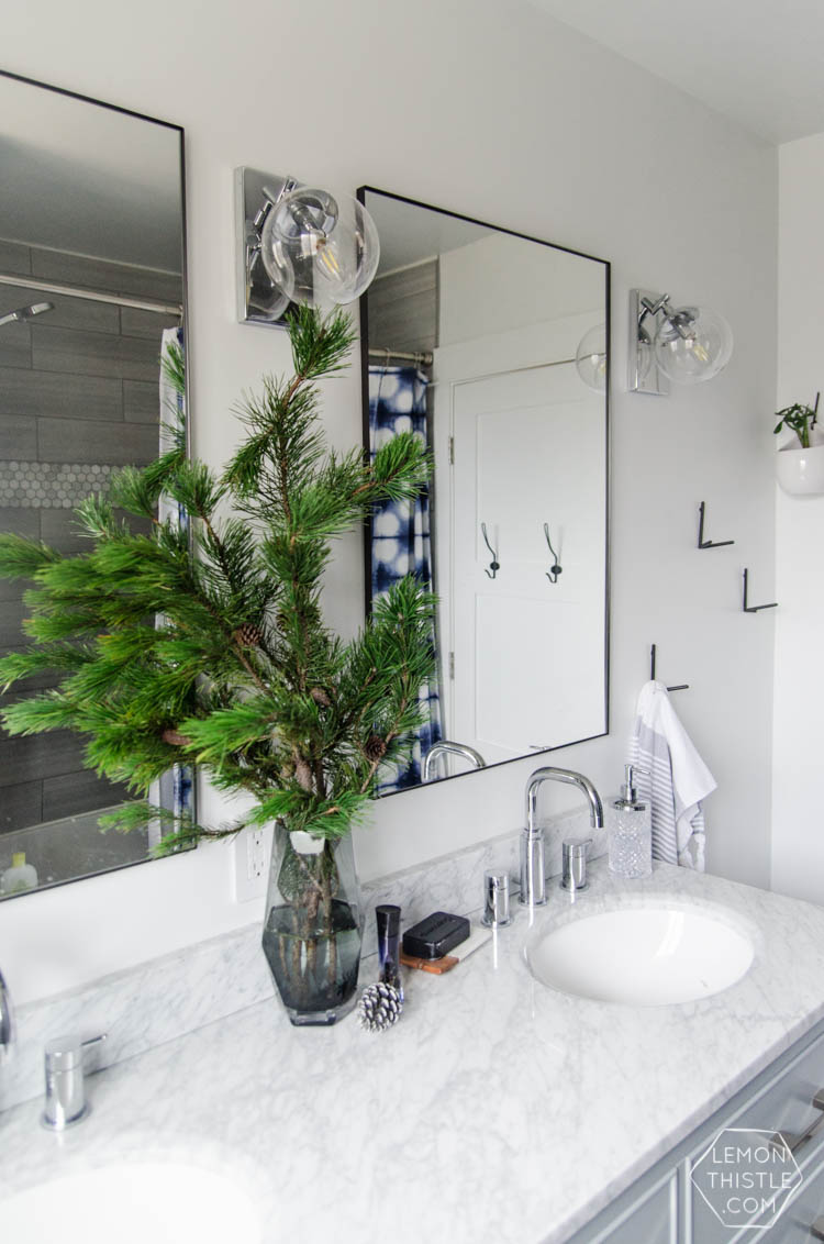 Modern Christmas Decorations- love this Family Friendly Holiday Home tour